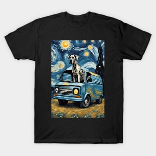 Great Dane Dog Breed Painting in a Van Gogh Starry Night Art Style T-Shirt